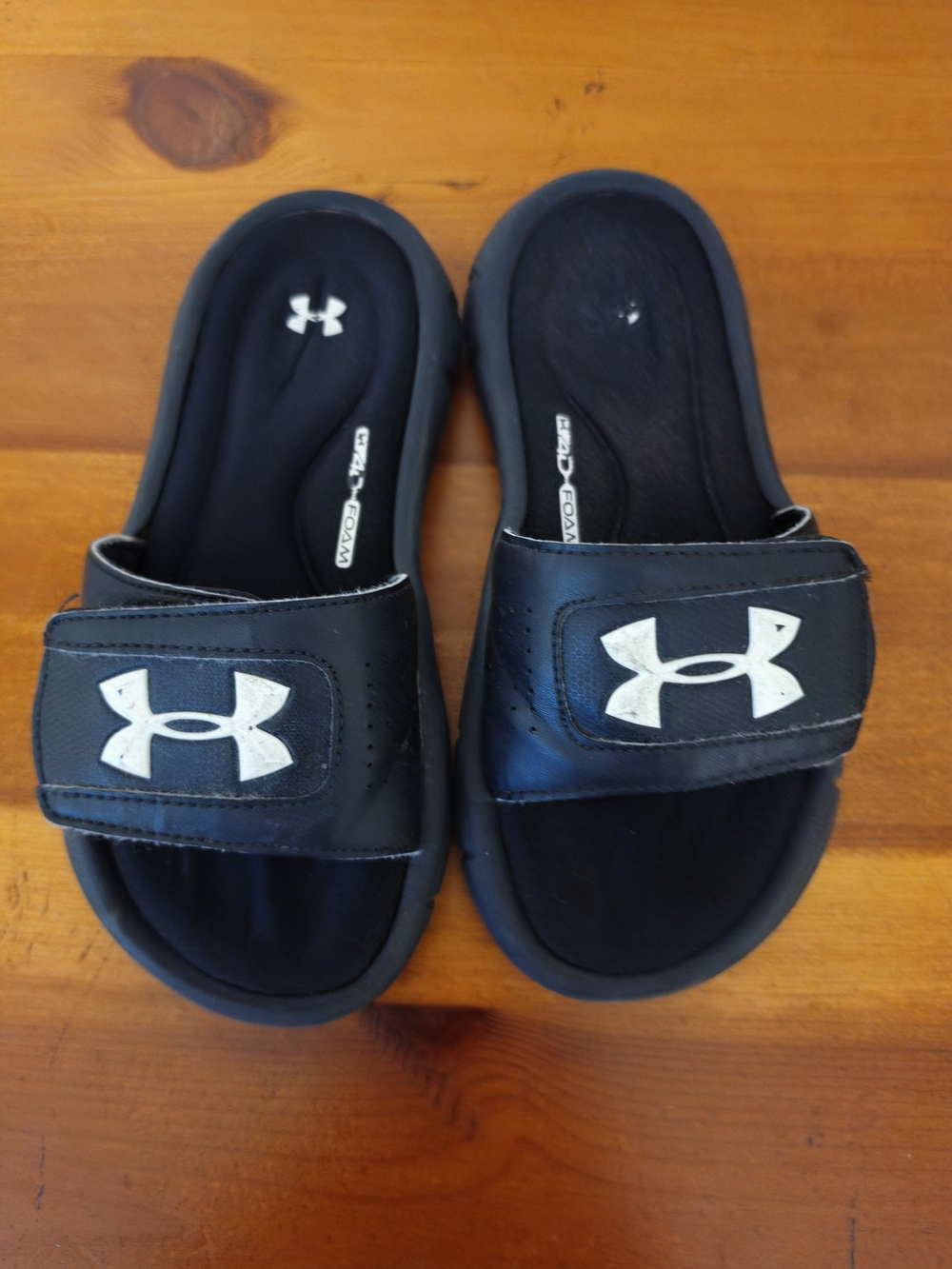 Under Armour Kids Black Slide Sandals with White Logo